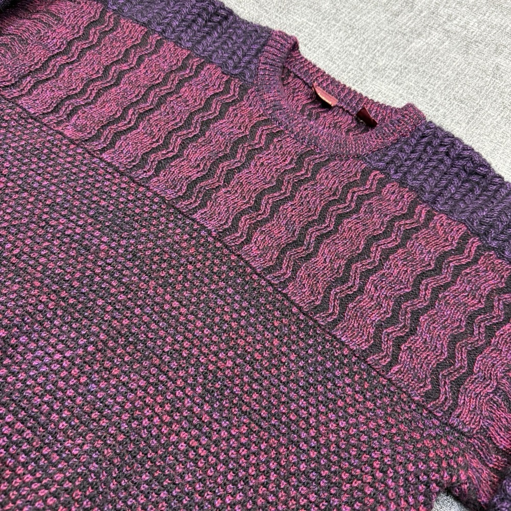 Bachrach Sweater Mens M Purple Pink‎ Textured Knit Grandpa Vintage 90s Wool